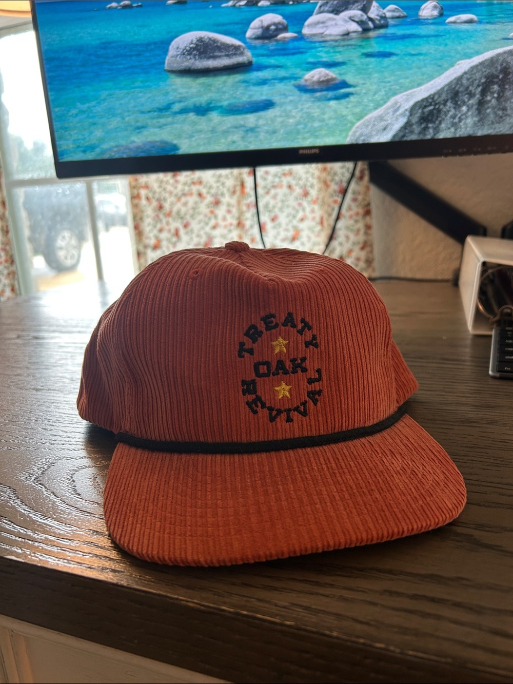 Treaty Oak Revival Black-Trim Rust Corduroy Hat